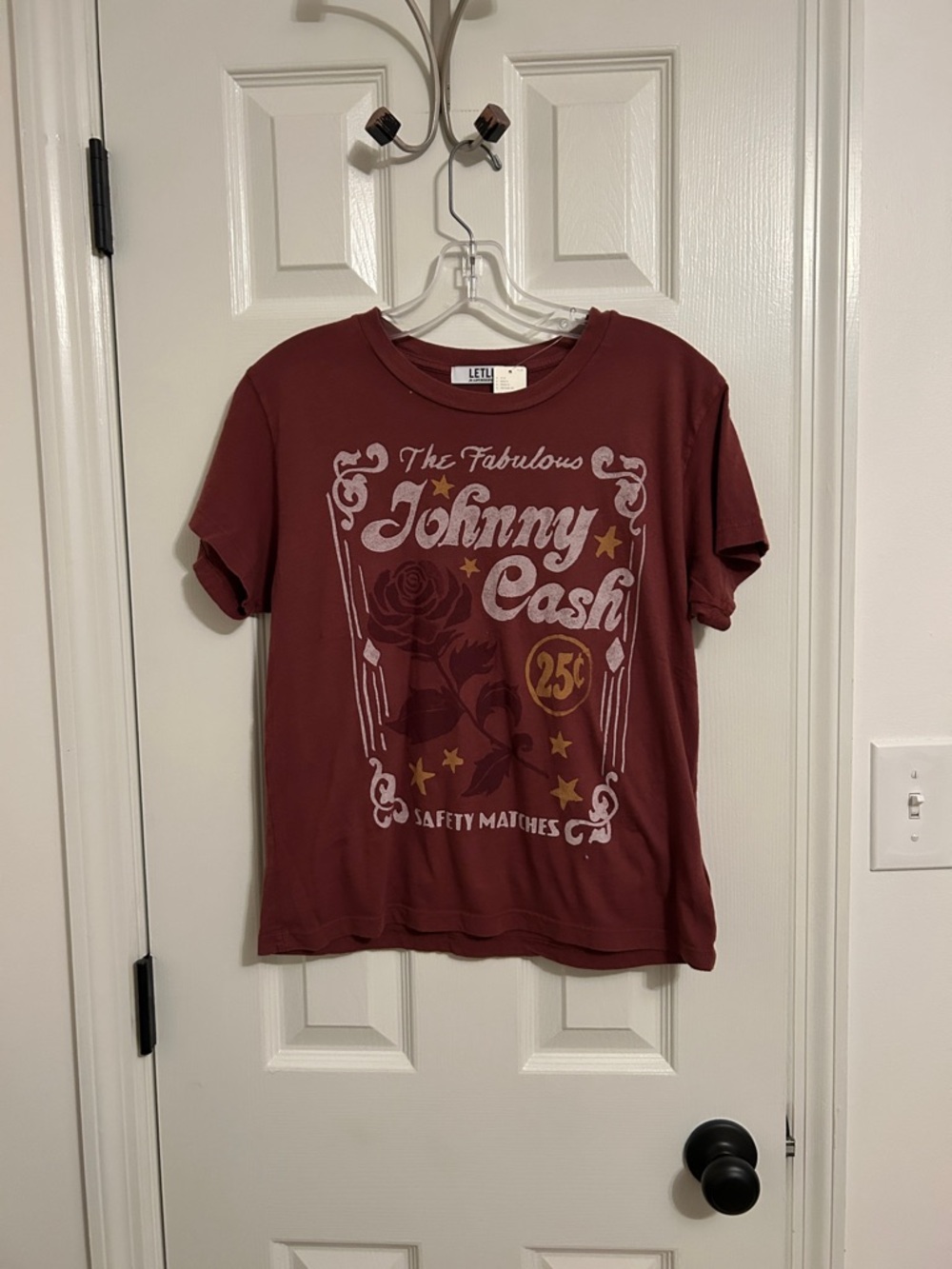 LETLUV Johnny Cash Graphic Tee - Burgundy